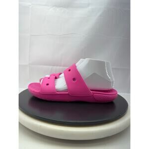 Crocs Classic Sandal Womens Size 8 Slip On Comfort Shoes Electric Pink Flats